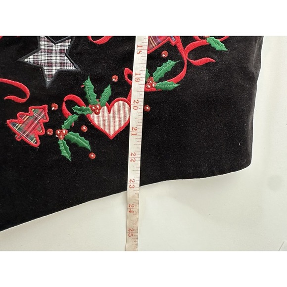 Vintage Karen Scott Christmas Vest Womens Plus 1X Embroidered Black Velvet Y2K - Picture 5 of 7